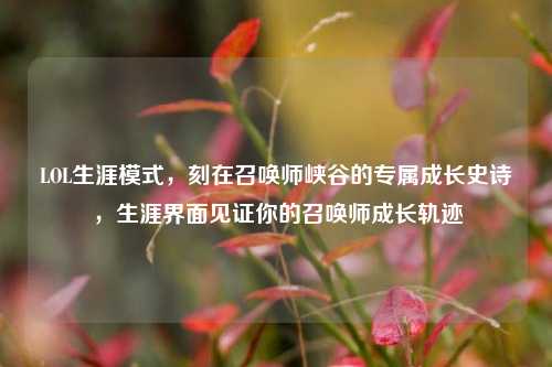 LOL生涯模式，刻在召唤师峡谷的专属成长史诗，生涯界面见证你的召唤师成长轨迹
