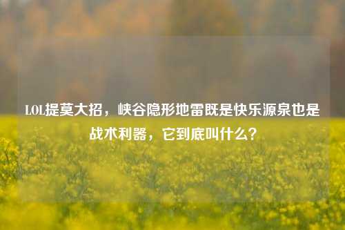 LOL提莫大招,峡谷隐形地雷既是快乐源泉也是战术利器,它到底叫什么?