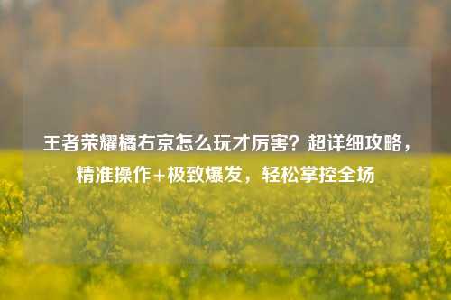 王者荣耀橘右京怎么玩才厉害？超详细攻略，精准操作+极致爆发，轻松掌控全场