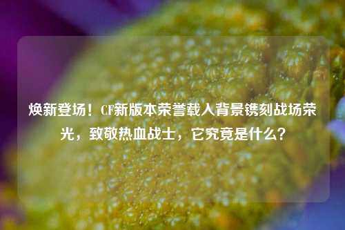 焕新登场！CF新版本荣誉载入背景镌刻战场荣光，致敬热血战士，它究竟是什么？