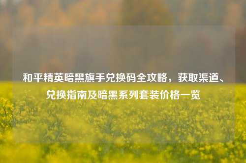 和平精英暗黑旗手兑换码全攻略，获取渠道、兑换指南及暗黑系列套装价格一览