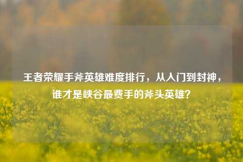 王者荣耀手斧英雄难度排行，从入门到封神，谁才是峡谷最费手的斧头英雄？