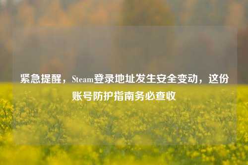 紧急提醒，Steam登录地址发生安全变动，这份账号防护指南务必查收