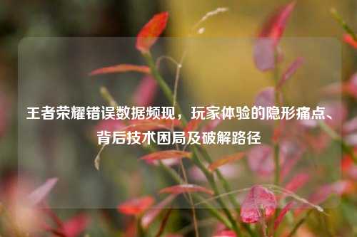 王者荣耀错误数据频现，玩家体验的隐形痛点、背后技术困局及破解路径