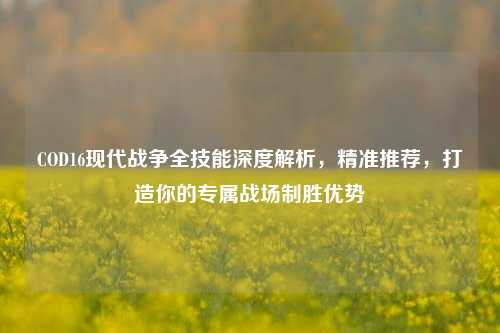 COD16现代战争全技能深度解析，精准推荐，打造你的专属战场制胜优势