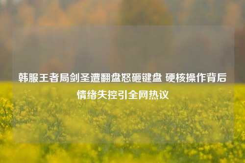 韩服王者局剑圣遭翻盘怒砸键盘 硬核操作背后情绪失控引全网热议