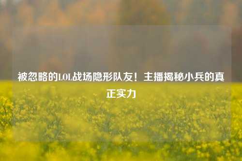 被忽略的LOL战场隐形队友!主播揭秘小兵的真正实力