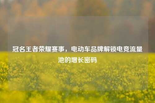 冠名王者荣耀赛事，电动车品牌解锁电竞流量池的增长密码