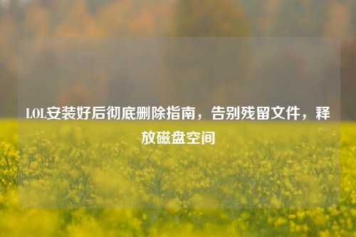 LOL安装好后彻底删除指南，告别残留文件，释放磁盘空间