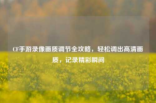CF手游录像画质调节全攻略,轻松调出高清画质,记录精彩瞬间