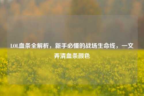 LOL血条全解析,新手必懂的战场生命线,一文弄清血条颜色