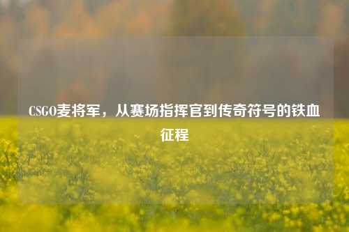 CSGO麦将军，从赛场指挥官到传奇符号的铁血征程