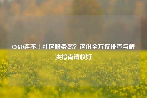 CSGO连不上社区服务器？这份全方位排查与解决指南请收好