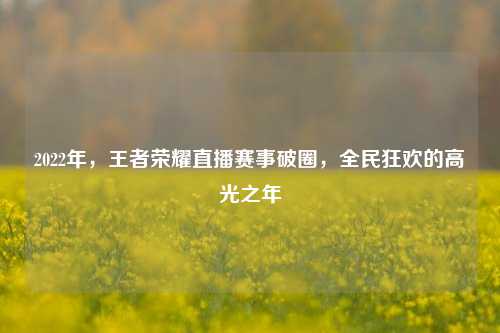 2022年，王者荣耀直播赛事破圈，全民狂欢的高光之年