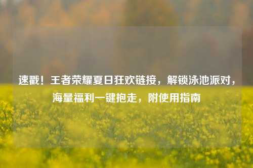 速戳!王者荣耀夏日狂欢链接,解锁泳池派对,海量福利一键抱走,附使用指南