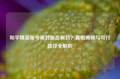 和平精英账号被封能否解封？真相揭秘与可行路径全解析