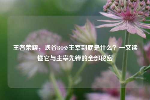 王者荣耀,峡谷BOSS主宰到底是什么?一文读懂它与主宰先锋的全部秘密