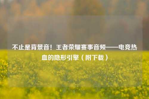 不止是背景音！王者荣耀赛事音频——电竞热血的隐形引擎（附下载）