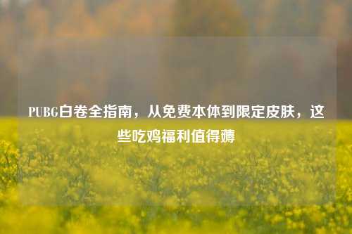 PUBG白卷全指南，从免费本体到限定皮肤，这些吃鸡福利值得薅