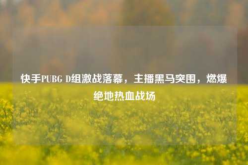 快手PUBG D组激战落幕，主播黑马突围，燃爆绝地热血战场