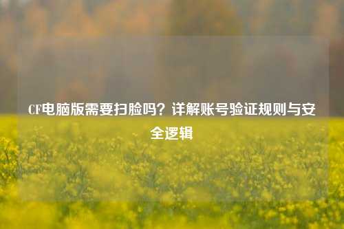 CF电脑版需要扫脸吗？详解账号验证规则与安全逻辑