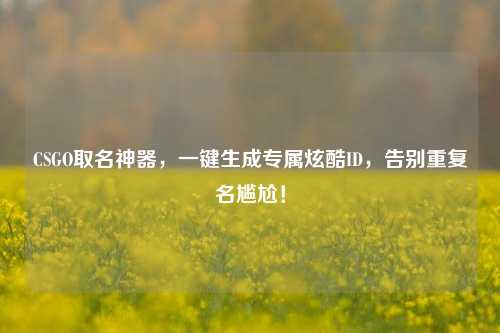 CSGO取名神器，一键生成专属炫酷ID，告别重复名尴尬！
