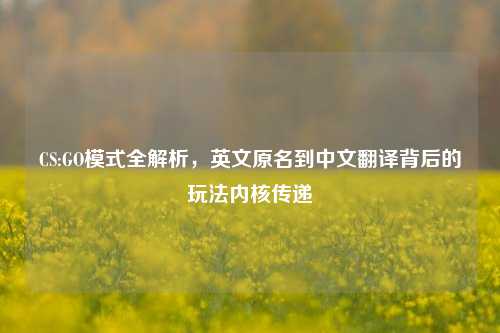 CS:GO模式全解析,英文原名到中文翻译背后的玩法内核传递