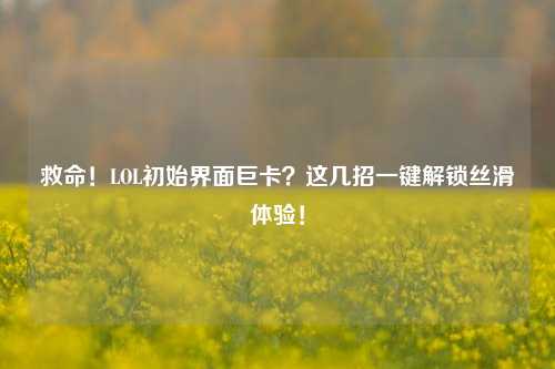 救命!LOL初始界面巨卡?这几招一键解锁丝滑体验!