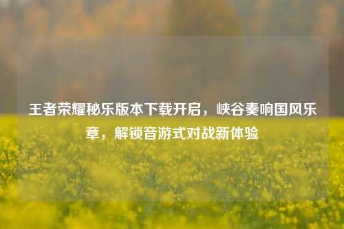 王者荣耀秘乐版本下载开启，峡谷奏响国风乐章，解锁音游式对战新体验