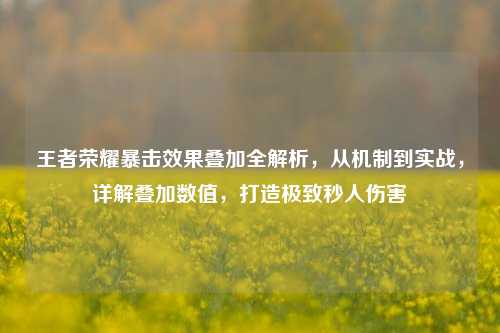 王者荣耀暴击效果叠加全解析，从机制到实战，详解叠加数值，打造极致秒人伤害