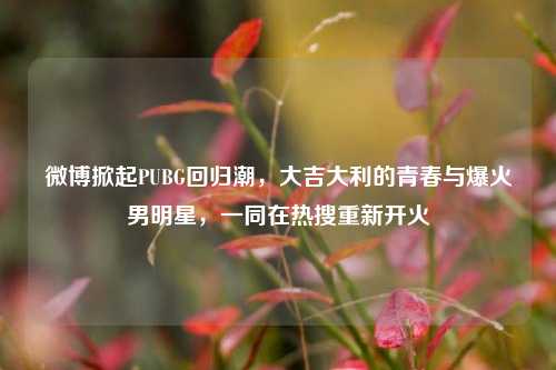 微博掀起PUBG回归潮，大吉大利的青春与爆火男明星，一同在热搜重新开火