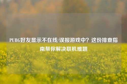 PUBG好友显示不在线/误报游戏中？这份排查指南帮你解决联机难题
