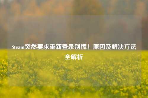 Steam突然要求重新登录别慌！原因及解决方法全解析
