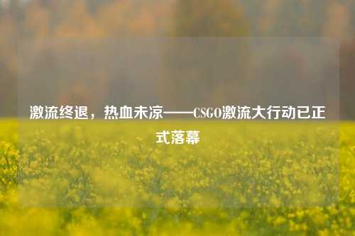 激流终退，热血未凉——CSGO激流大行动已正式落幕