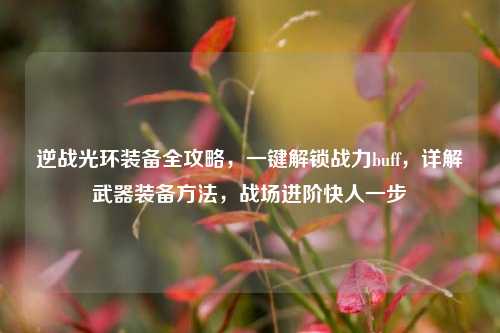 逆战光环装备全攻略，一键解锁战力buff，详解武器装备方法，战场进阶快人一步
