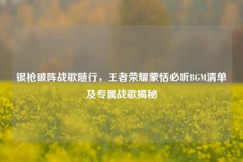 银枪破阵战歌随行，王者荣耀蒙恬必听BGM清单及专属战歌揭秘
