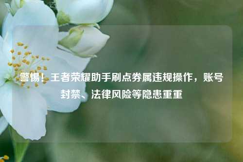 警惕！王者荣耀助手刷点券属违规操作，账号封禁、法律风险等隐患重重