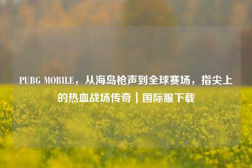 PUBG MOBILE,从海岛枪声到全球赛场,指尖上的热血战场传奇|国际服下载