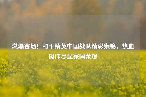 燃爆赛场!和平精英中国战队精彩集锦,热血操作尽显家国荣耀