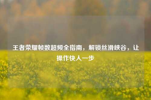 王者荣耀帧数超频全指南,解锁丝滑峡谷,让操作快人一步
