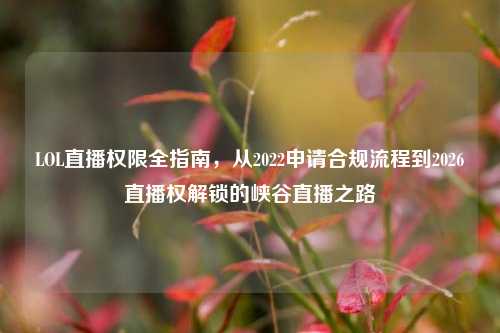 LOL直播权限全指南，从2022申请合规流程到2026直播权解锁的峡谷直播之路