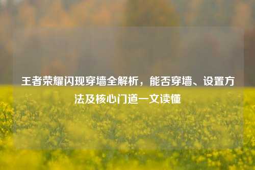 王者荣耀闪现穿墙全解析,能否穿墙、设置方法及核心门道一文读懂