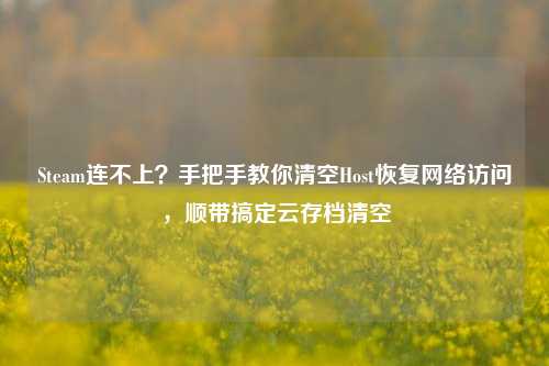 Steam连不上？手把手教你清空Host恢复网络访问，顺带搞定云存档清空