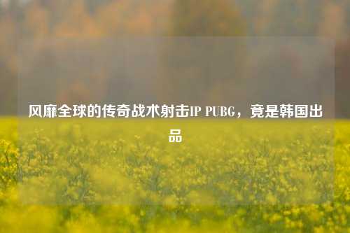 风靡全球的传奇战术射击IP PUBG，竟是韩国出品