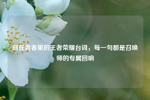 刻在青春里的王者荣耀台词，每一句都是召唤师的专属回响