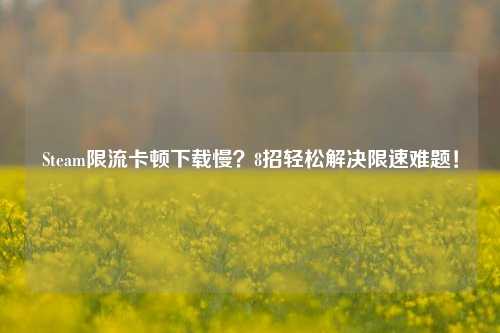 Steam限流卡顿下载慢？8招轻松解决限速难题！