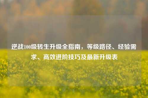 逆战100级转生升级全指南，等级路径、经验需求、高效进阶技巧及最新升级表