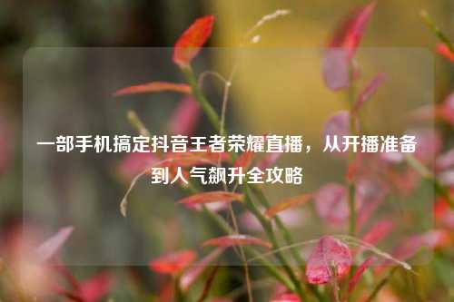 一部手机搞定抖音王者荣耀直播，从开播准备到人气飙升全攻略