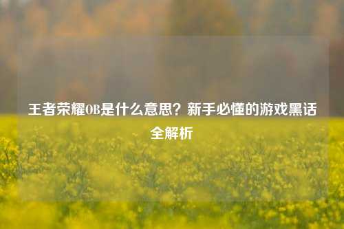 王者荣耀OB是什么意思？新手必懂的游戏黑话全解析