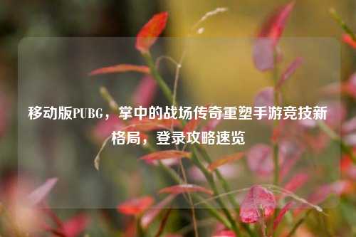 移动版PUBG,掌中的战场传奇重塑手游竞技新格局,登录攻略速览
